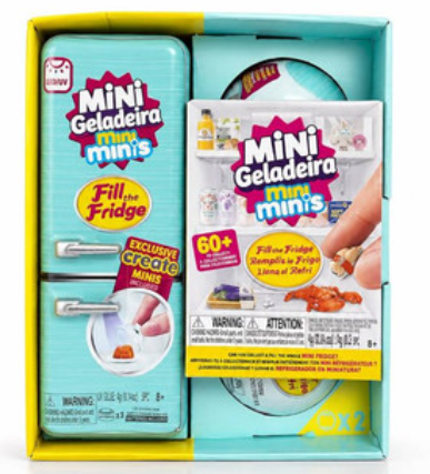 Mini Geladeira Mini Brands Com 2 Bolas Surpresa Luz LED Geladeira Colecionável Com Miniaturas