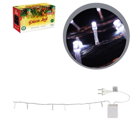 Pisca Pisca Led Branco Frio Com 100 Lampadas 8M 127V
