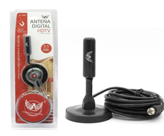 Antena TV Digital Hdtv Uhf Vhf Interna 4 Dbi e Cabo
