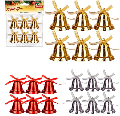 Enfeite Sino Metalizado Com 6Pçs