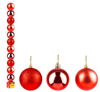 Enfeite Bola de Natal Lisa Vermelha 4cm Com 12 Un