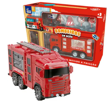 Kit Brinquedo Carrinho De Bombeiro A Fricção
