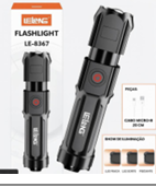 LANTERNA DE LED RECARREGAVEL MATERIAL DE PLASTICO LELONG