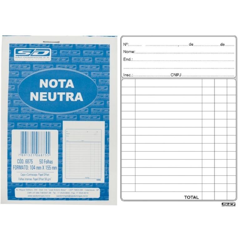 Talão De Nota Neutra 50Fl