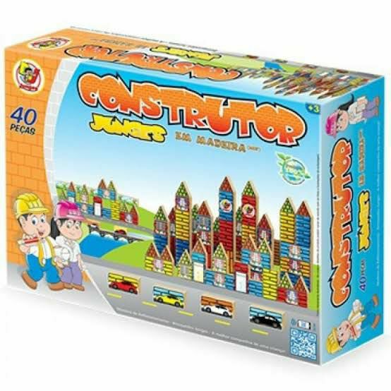 Jogo Construtor 40 Peças De Madeira