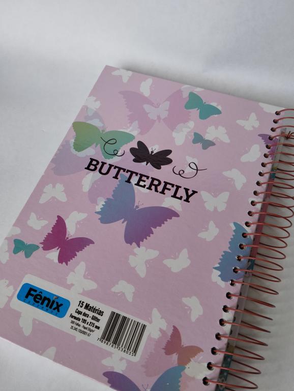 CADERNO 15 MATÉRIAS 300 FOLHAS BUTTERFLY
