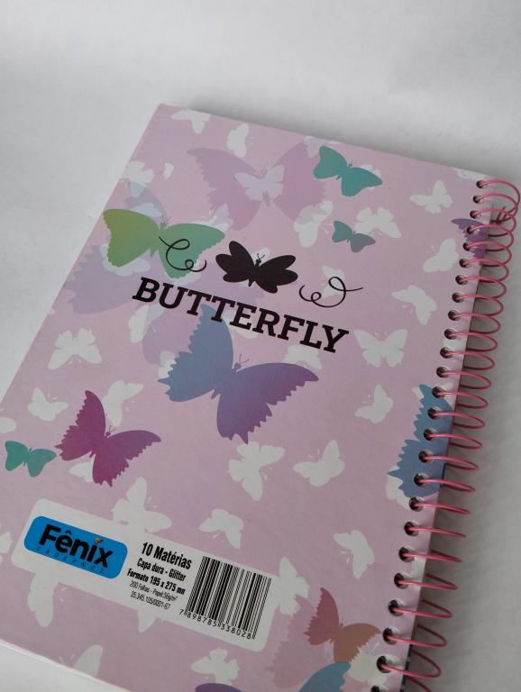 CADERNO 10 MATÉRIAS 200 FOLHAS BUTERFLY
