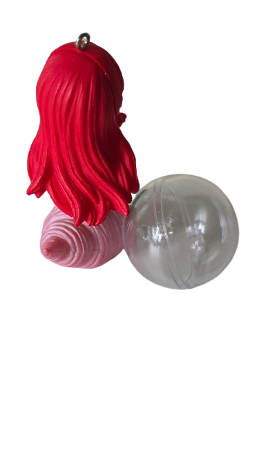 ENFEITE FLUTUANTE SEREIA NA CONCHA COM BOIA ROSA