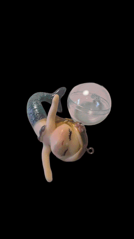 ENFEITE FLUTUANTE SEREIA NADANDO CAUDA COM BOIA CORES VARIADAS