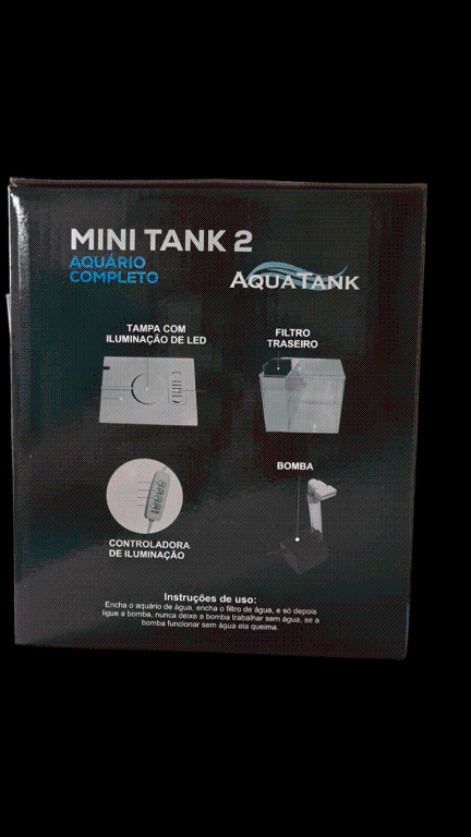 AQUARIO MINI TANK 2 COR PRETA BI-VOLT USB FILTRO + LED