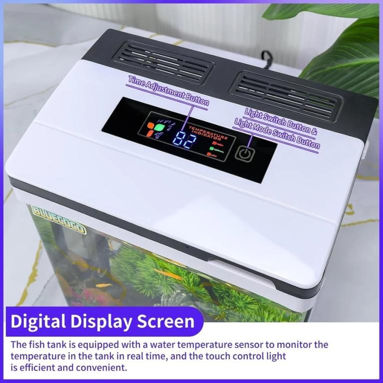 AQUATANK AQUARIO AF-465 C/ SIST DE FILTRAGEM LUMINARIA TOUCH C/ VARIOS CENARIOS TERMOMETRO DIG 110V BRANCO 38LT