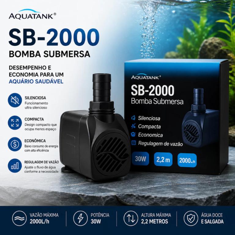 BOMBA SUBMERSA RECALQUE SB-2000 30W 2000L/H 110V