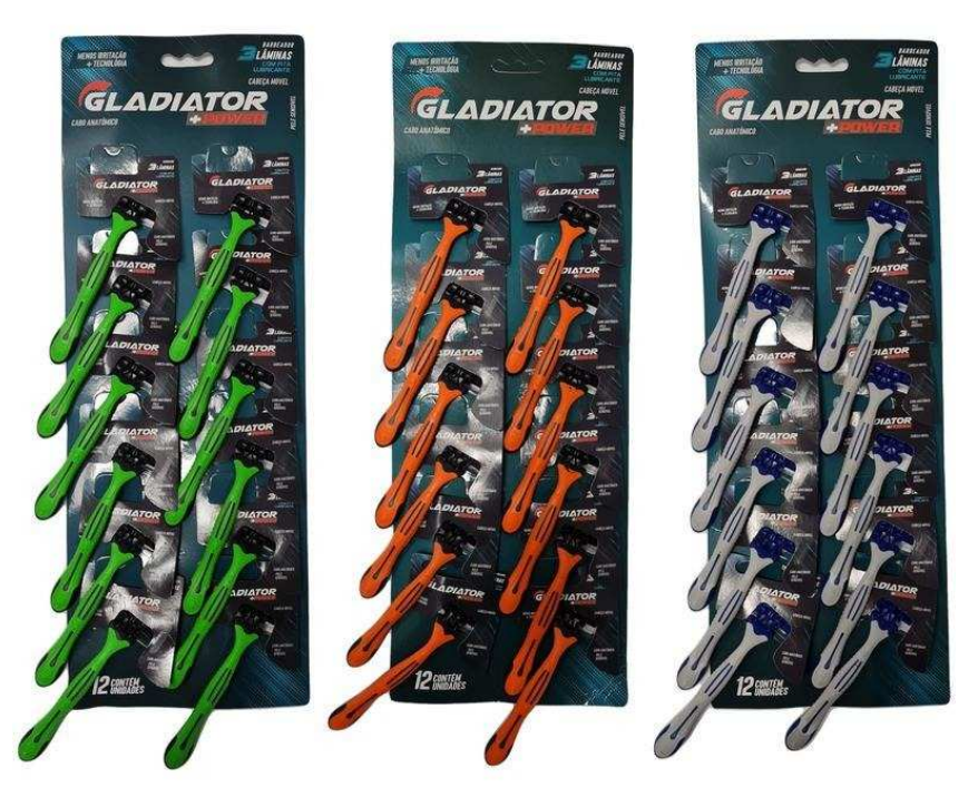 APARELHO DE BARBEAR DESCARTÁVEL GLADIATOR C/ 03 LÂMINAS (REF. MUN820)