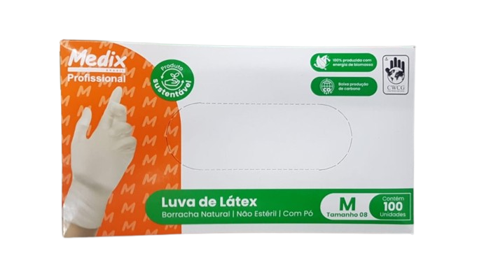 LUVAS DE LATEX TAMANHO M c/100