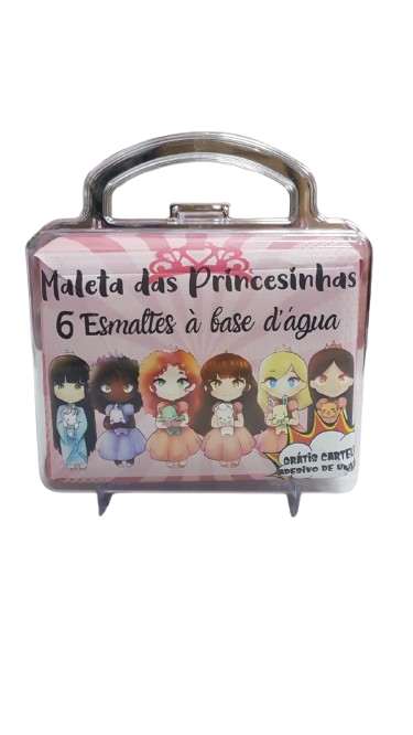 MALETA DE MAQUIAGEM PRINCESAS COM 6 ESMALTES + ADESIVO DE UNHAS AMUSANT