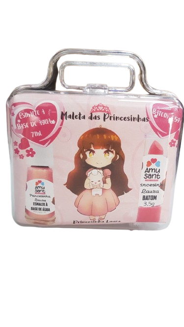 MALETA DE MAQUIAGEM PRINCESINHA LAURA ESMALTE + BATOM AMUSANT