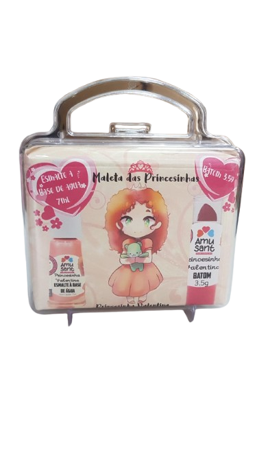 MALETA DE MAQUIAGEM PRINCESINHA VALENTINA ESMALTE + BATOM AMUSANT