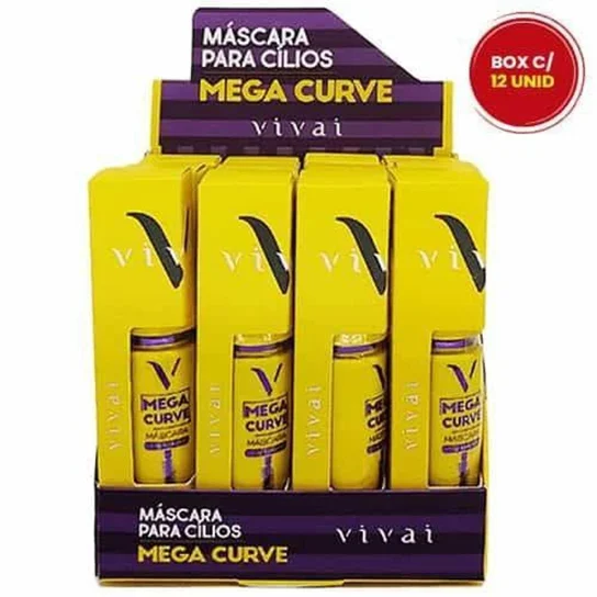MASCARA P/ CILIOS MEGA CURVE VIVAI AMARELA CAIXA COM 12