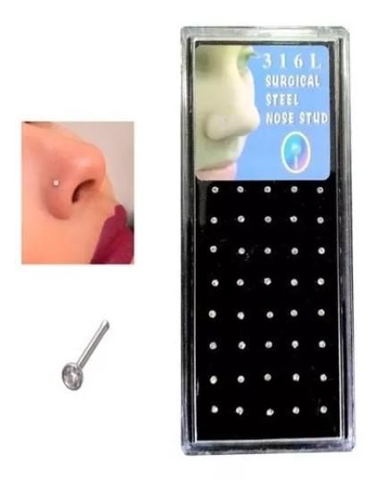 PIERCING DE NARIZ NOSTRIL STRASS RETO CAIXA COM 40