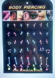 PIERCING DE NARIZ ORELHA BOCA E UMBIGO CARTELA COM 42