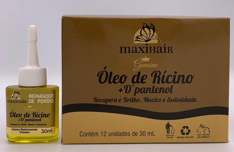 REPARADOR DE PONTAS MAXI HAIR - ÓLEO DE RICINO + D' PANTENOL - 30ml