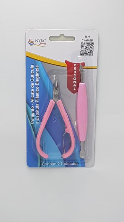 ALICATE KIT PARA CUTICULAS CABO PLASTICO E ESPATULA PLASTICO ELEGANCE NYBC