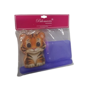 KIT BANHO INFANTIL TIGRE - SABONETEIRA+PORTA-ESCOVA+BUCHA