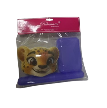 KIT BANHO INFANTIL ONCINHA - SABONETEIRA+PORTA-ESCOVA+BUCHA