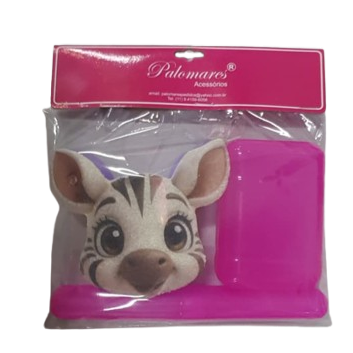 KIT BANHO INFANTIL ZEBRINHA - SABONETEIRA+PORTA-ESCOVA+BUCHA