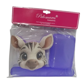 KIT BANHO INFANTIL ZEBRINHA - SABONETEIRA+PORTA-ESCOVA+BUCHA