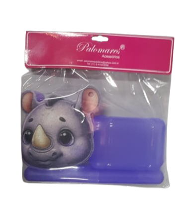 KIT BANHO INFANTIL RINOCERONTEZINHO - SABONETEIRA+PORTA-ESCOVA+BUCHA
