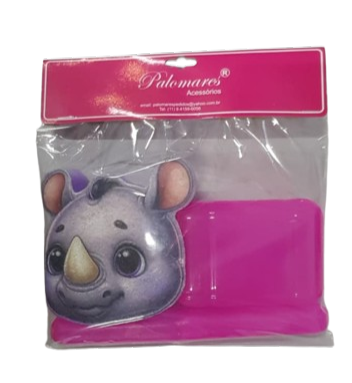 KIT BANHO INFANTIL RINOCERONTEZINHO - SABONETEIRA+PORTA-ESCOVA+BUCHA