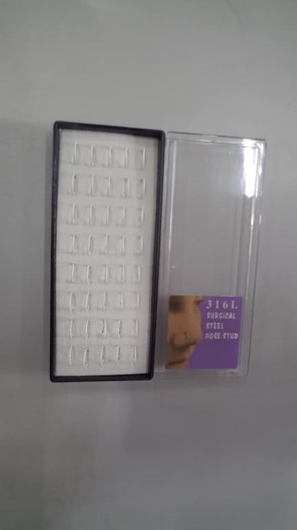 PIERCING DE NARIZ ARGOLINHA AÇO BRANCO CAIXA COM 40