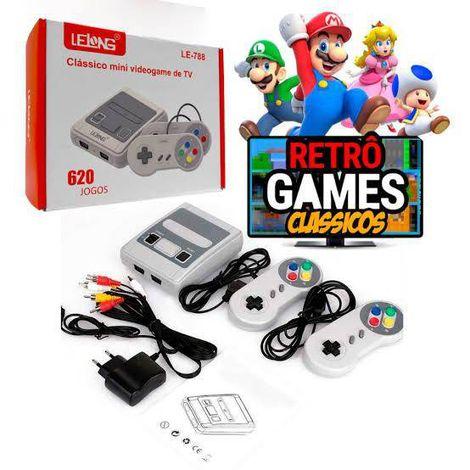 Mini Vídeo Game Retrô 620 Jogos Clássicos Com 2 Controles AV OUT LELONG