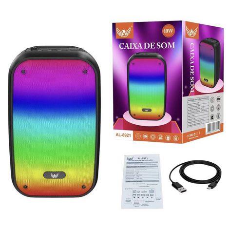 Caixa De Som Led RGB Colorido 10W Portatil Bluetooth - Altomex