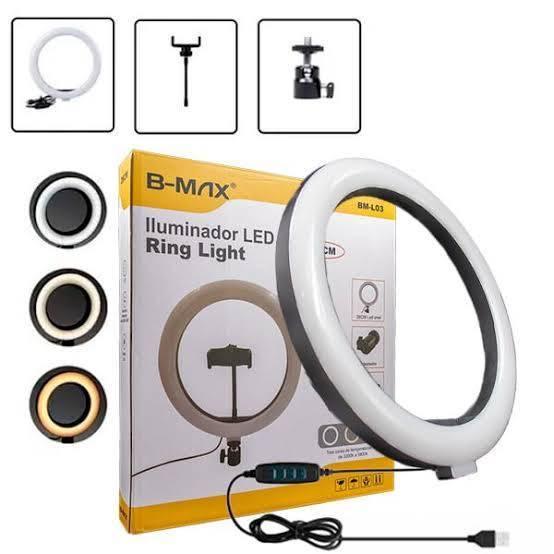 Ring Light Iluminador LED 30cm / 12 POLEGADAS + TRIPE 2 Metros - Bmax