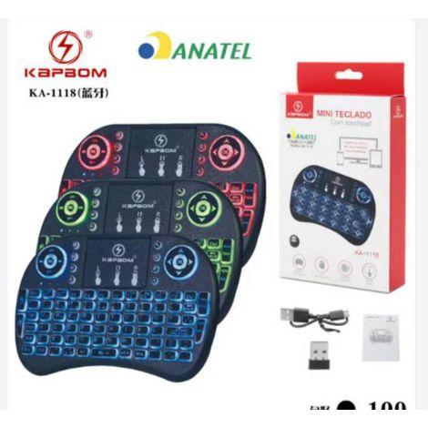 Mini Teclado KeyBoard Led Luz colorido Sem Fio Wireless Touch Pad TV / PC / TV Box ANATEL - KAPBOM