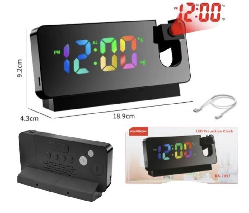 RELÓGIO CLOCK DE MESA COM LED RGB COLORIDO PROJETOR TEMPERATURA