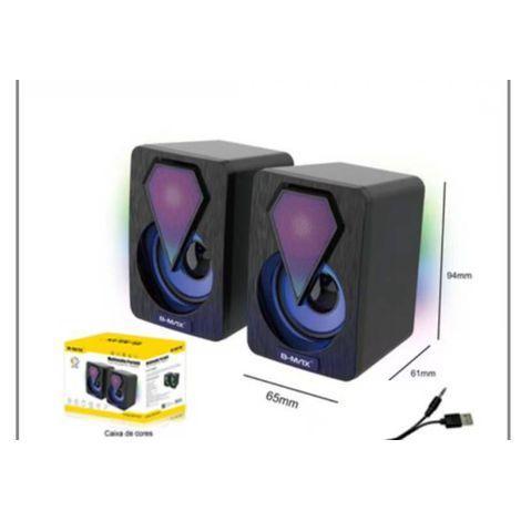 Caixa de Som Para PC / NOTEBOOK TV Estéreo Média Com Led COLORIDO B-MAX