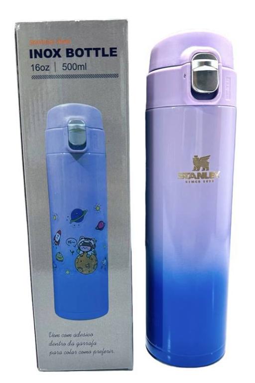 GARRAFA TÉRMICA COM FIGURINHA STANLEY COLORIDA 500 ML