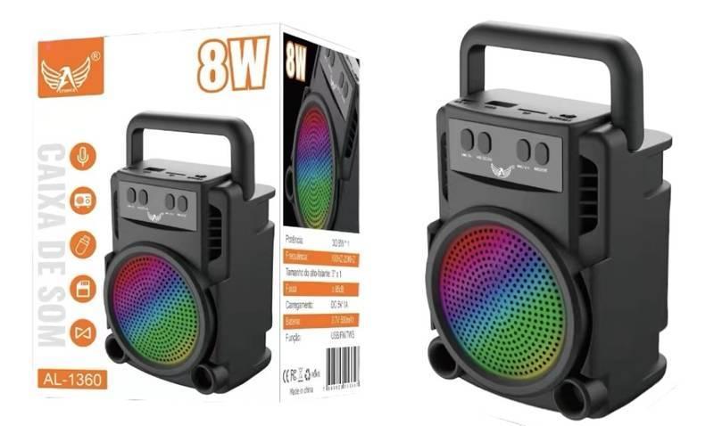 CAIXA DE SOM LED COLORIDO BLUETOOTH PORTÁTIL 8W ALTOMEX