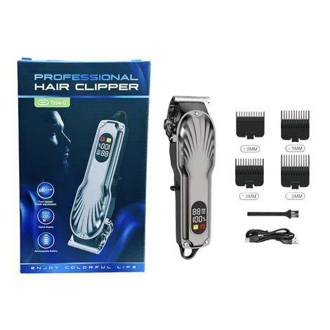 MÁQUINA DE CABELO SEM FIO RECARREGÁVEL TYPE-C DIGITAL