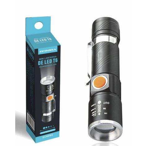 Mini Lanterna Tática LED Tática Potente Recarregável Com Zoom 4x Usb Portatil ECOODA