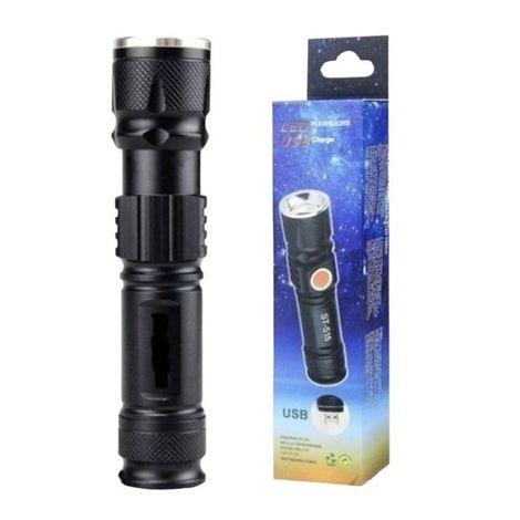 Mini Lanterna 11cm Tática Potente Recarregável Com Zoom 4x Usb Portatil DUX