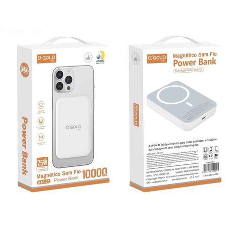 Bateria Carregador Portátil indução PowerBank Externa 10.000MhA Original Sem Fio IPhone IOS A’Gold