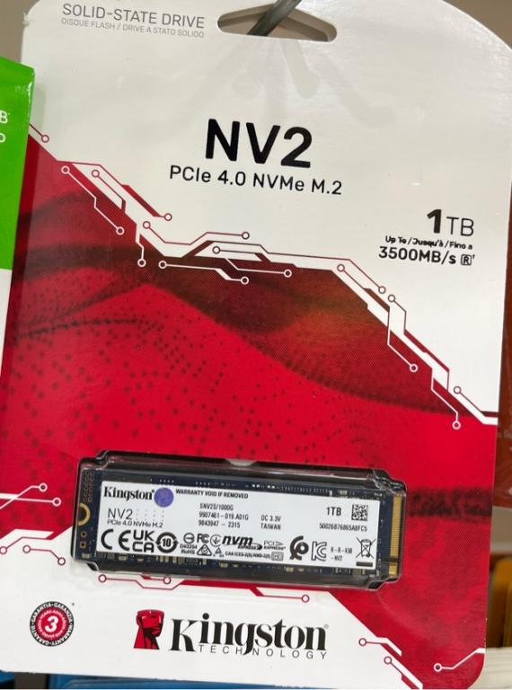 Ssd 1tb m2 nvme Kingston nv2 PCIe 4*4 3500-2100mb/s snv2s/1000g