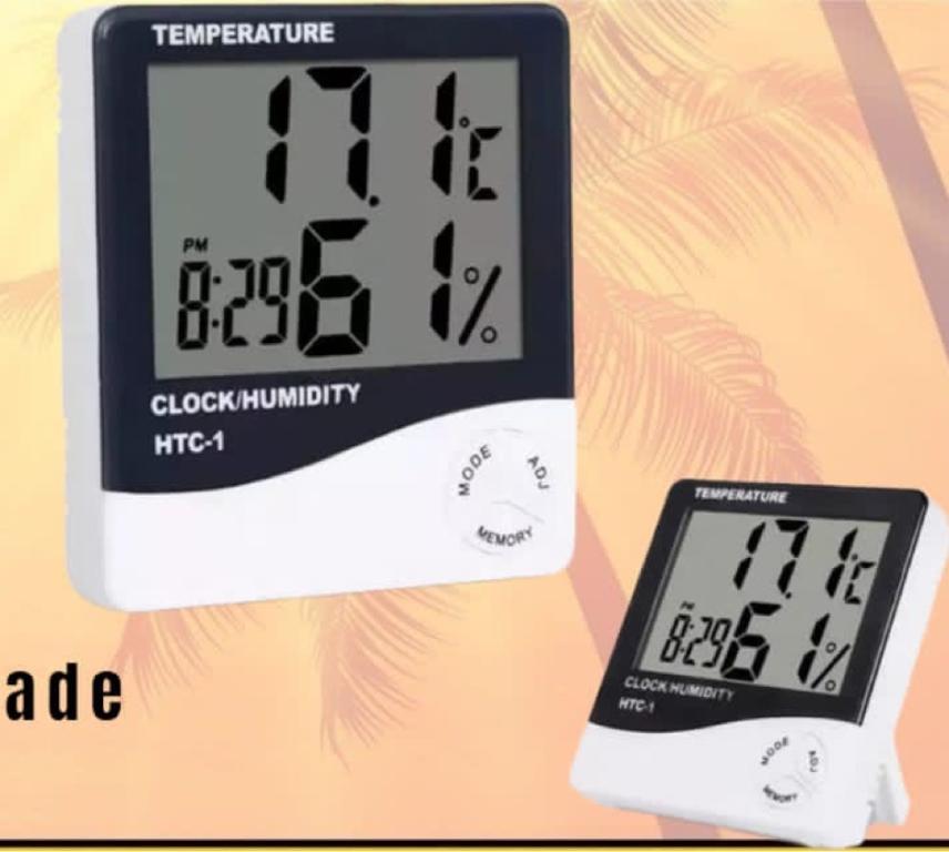 Termo higrômetro medidor umidade temperatura relógio digital