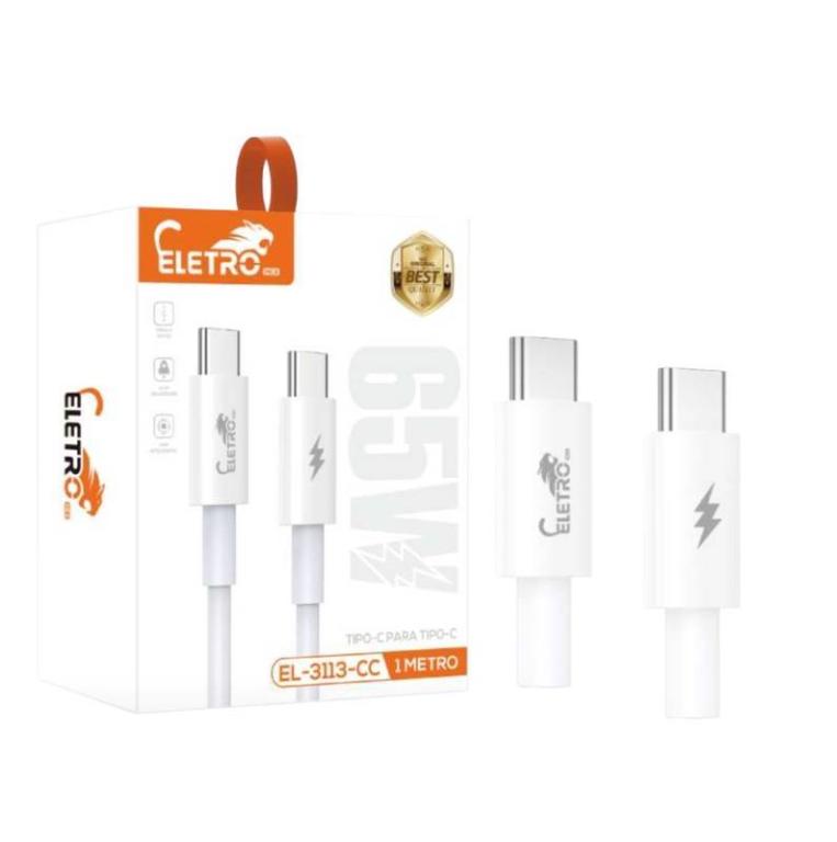 CABO TYPE-C PARA TYPE-C 65W TIPO C DUPLO ELETROMEX