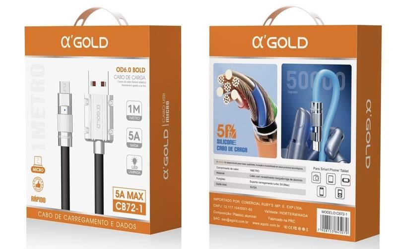 CABO 1M BLINDADO MICRO-V8 5A MAX RÁPIDO