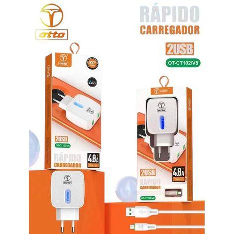 CARREGADOR MICRO-V8 RÁPIDO 4.8A 2USB OTTO